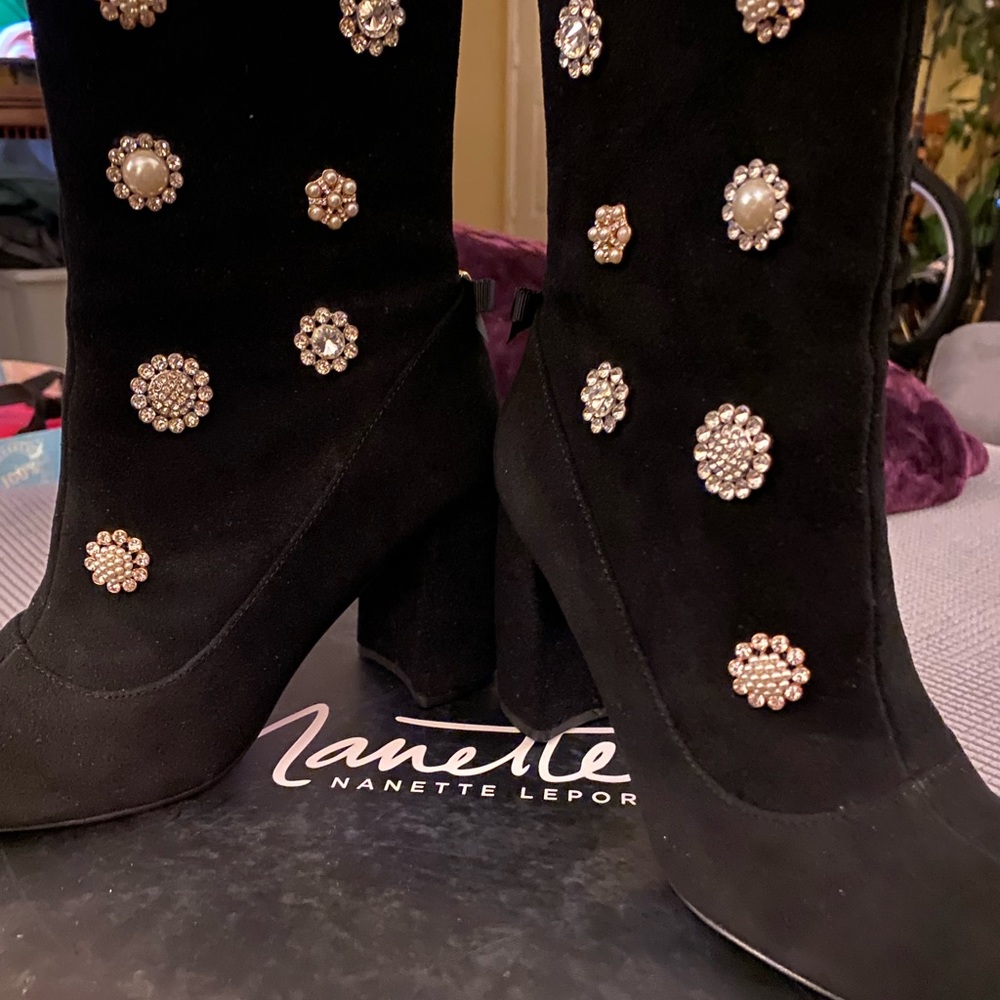Nanette Lepore Black Suede Boots. NWT size 7 1/2.